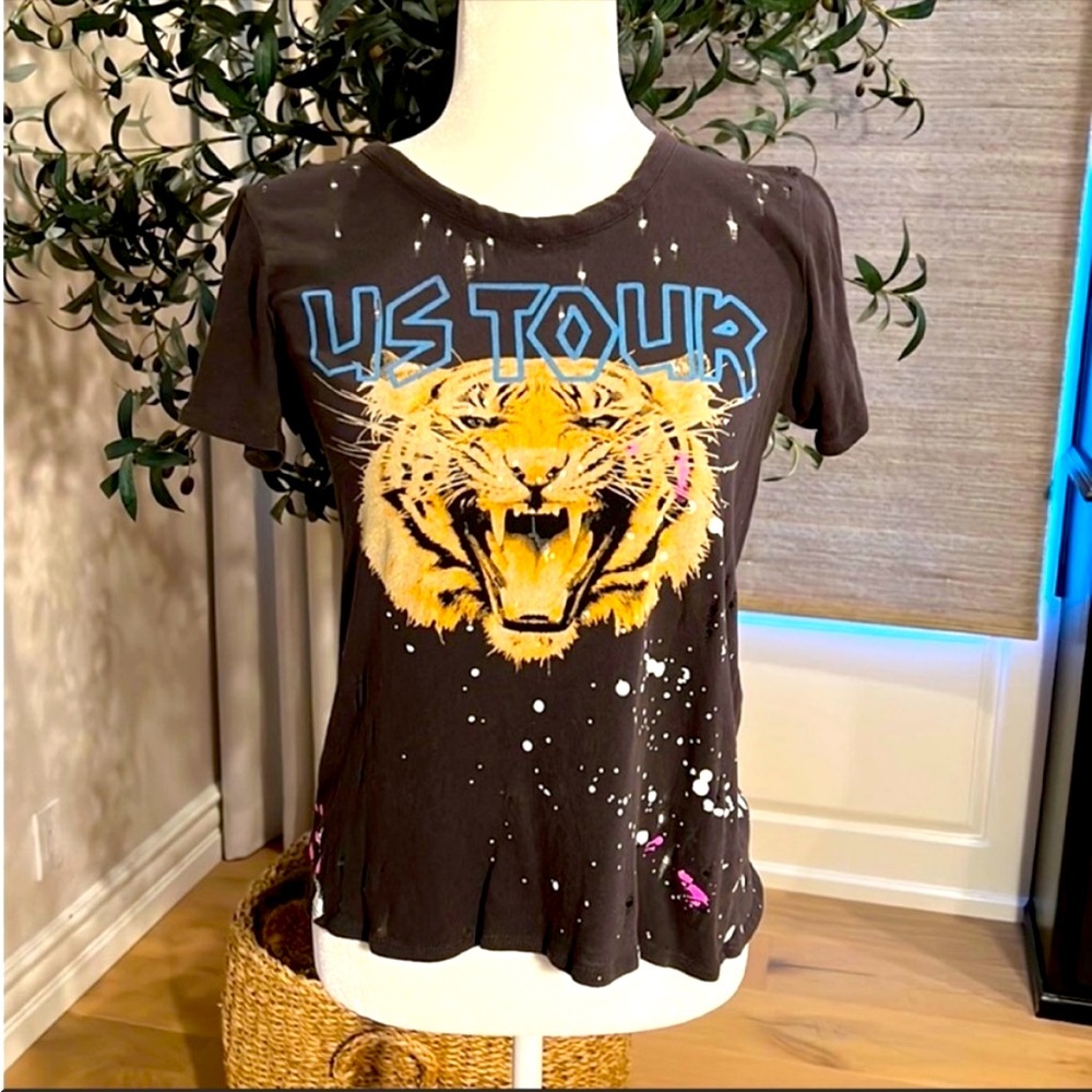 Chaser us tour tiger T-Shirt vintage black wash soft Size: XS